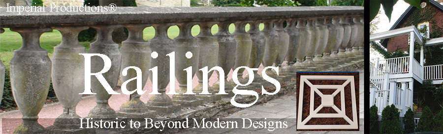 Imperial Railings Balusters, Newel Posts, modern to classical villa styles, radius railings and roman lattice